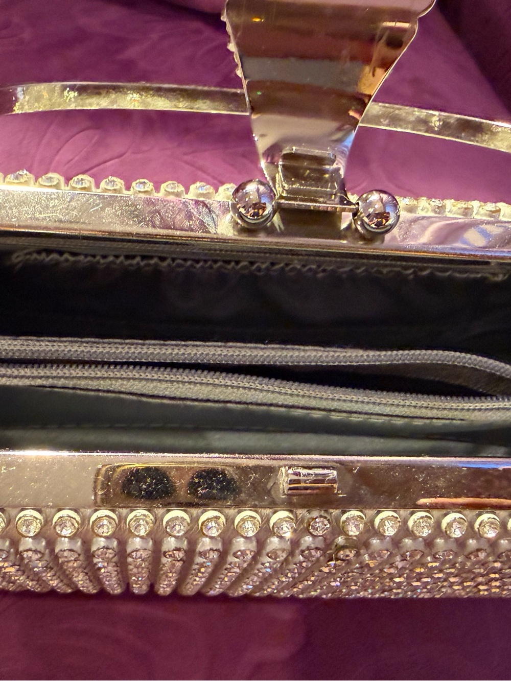 Women's Silver Rhinestone Clutch Bag - Elegant Evening Purse